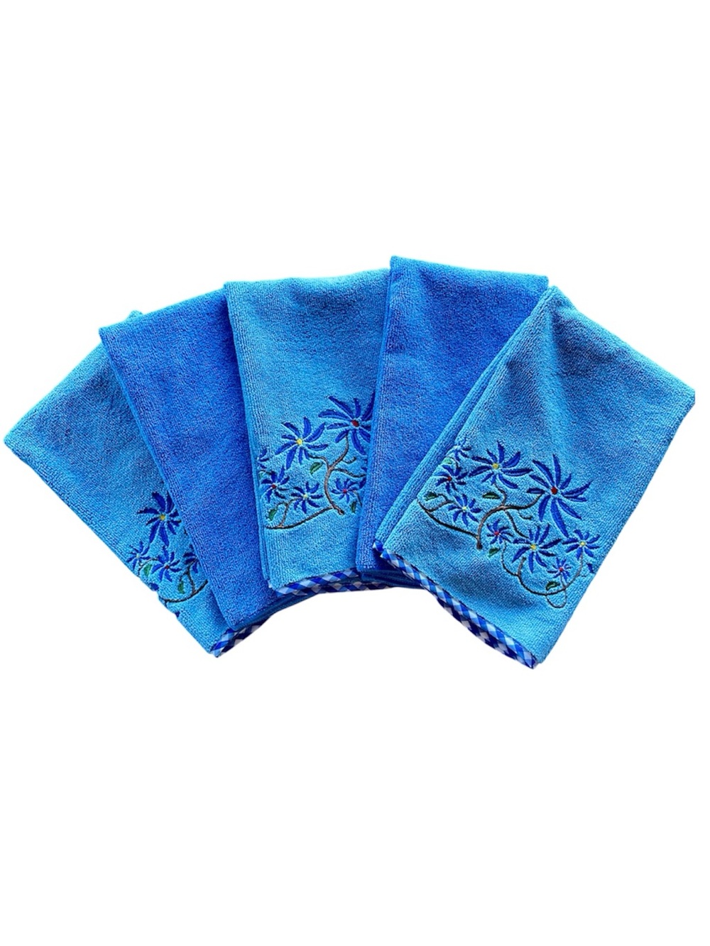 Temp-tations & Don Aslett Blue Microfiber Hand Towels - Set of 5